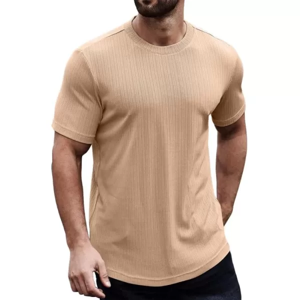 JMIERR Men's Muscle T-Shirt Crewneck Short Sleeve Longline Gym Workout Textured Tees Shirts