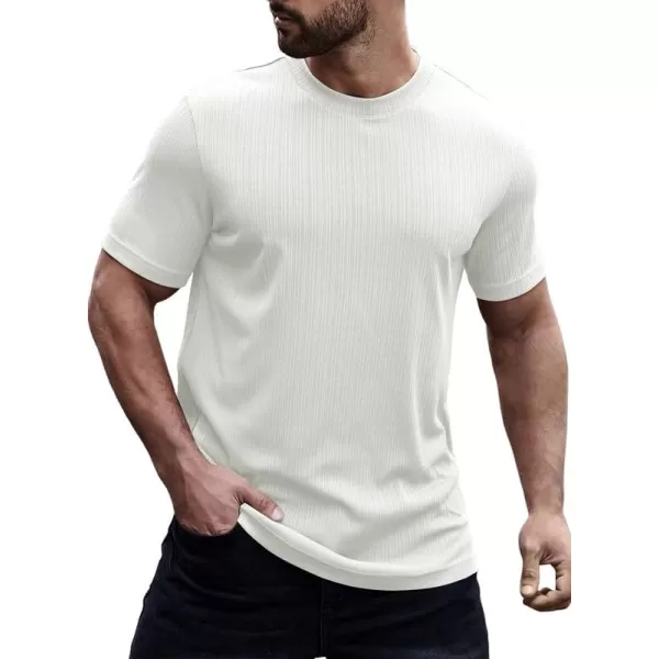 JMIERR Men's Muscle T-Shirt Crewneck Short Sleeve Longline Gym Workout Textured Tees Shirts