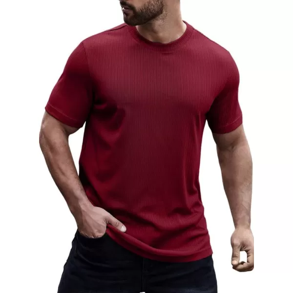 JMIERR Men's Muscle T-Shirt Crewneck Short Sleeve Longline Gym Workout Textured Tees Shirts