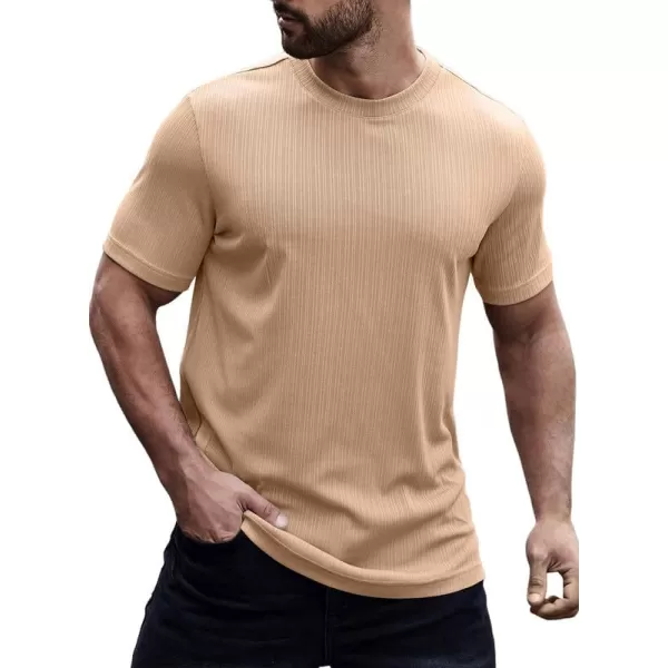 JMIERR Men's Muscle T-Shirt Crewneck Short Sleeve Longline Gym Workout Textured Tees Shirts