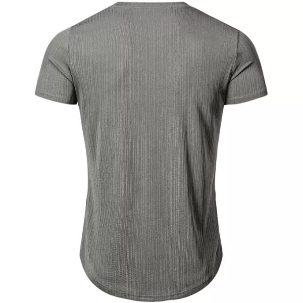 JMIERR Men's Muscle T-Shirt Crewneck Short Sleeve Longline Gym Workout Textured Tees Shirts