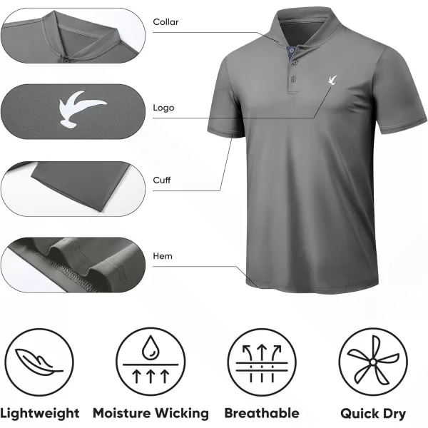 JMIERR Men's Polo Henley Shirt Moisture Wicking Quick Dry Summer Casual Short Sleeve Golf Polo T Shirts