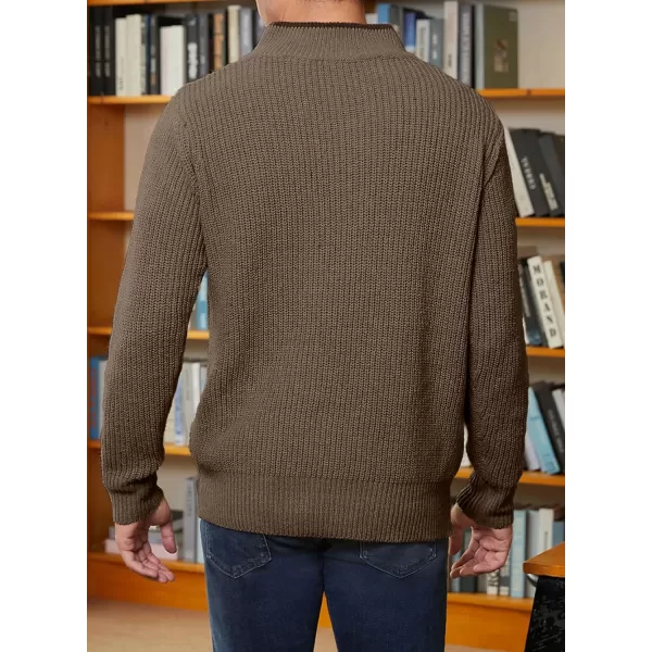 JMIERR Mens Quarter Zip Sweater Lightweight Mock Neck Casual Long Sleeve Knitted Pullover Sweaters with Ribbing Edge