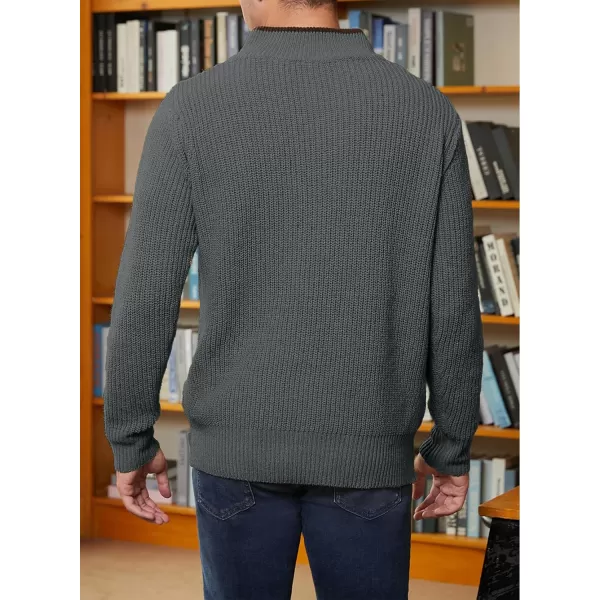JMIERR Mens Quarter Zip Sweater Lightweight Mock Neck Casual Long Sleeve Knitted Pullover Sweaters with Ribbing Edge