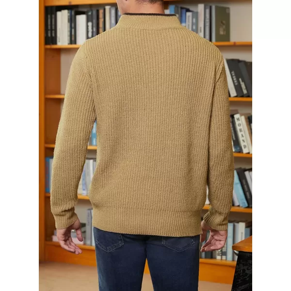 JMIERR Mens Quarter Zip Sweater Lightweight Mock Neck Casual Long Sleeve Knitted Pullover Sweaters with Ribbing Edge