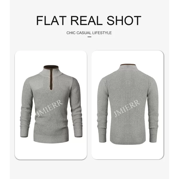 JMIERR Mens Quarter Zip Sweater Lightweight Mock Neck Casual Long Sleeve Knitted Pullover Sweaters with Ribbing Edge