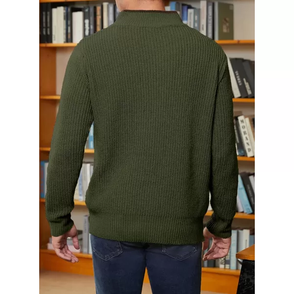 JMIERR Mens Quarter Zip Sweater Lightweight Mock Neck Casual Long Sleeve Knitted Pullover Sweaters with Ribbing Edge
