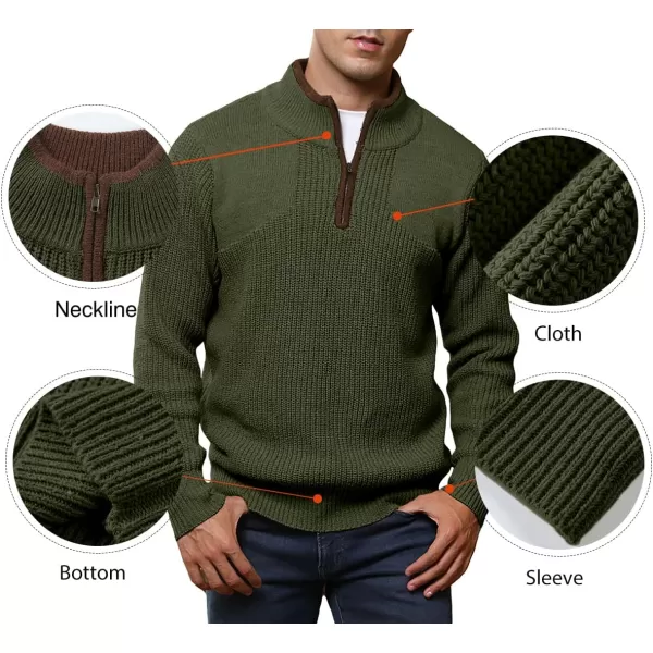 JMIERR Mens Quarter Zip Sweater Lightweight Mock Neck Casual Long Sleeve Knitted Pullover Sweaters with Ribbing Edge