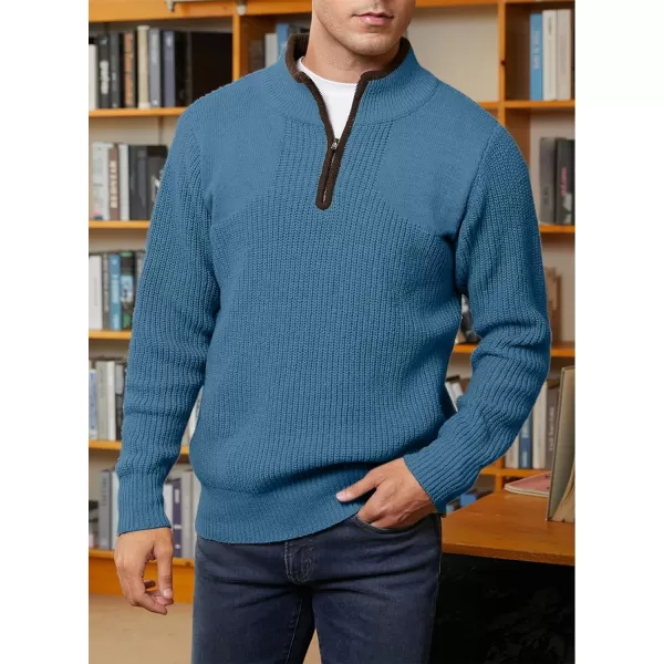 JMIERR Mens Quarter Zip Sweater Lightweight Mock Neck Casual Long Sleeve Knitted Pullover Sweaters with Ribbing Edge