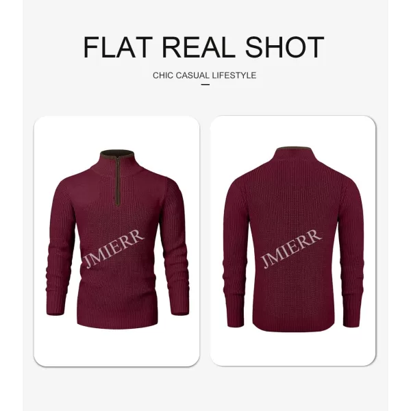 JMIERR Mens Quarter Zip Sweater Lightweight Mock Neck Casual Long Sleeve Knitted Pullover Sweaters with Ribbing Edge