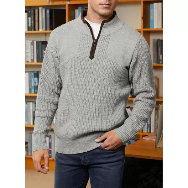 JMIERR Mens Quarter Zip Sweater Lightweight Mock Neck Casual Long Sleeve Knitted Pullover Sweaters with Ribbing Edge