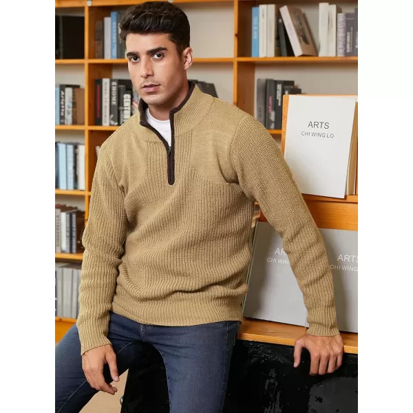 JMIERR Mens Quarter Zip Sweater Lightweight Mock Neck Casual Long Sleeve Knitted Pullover Sweaters with Ribbing Edge