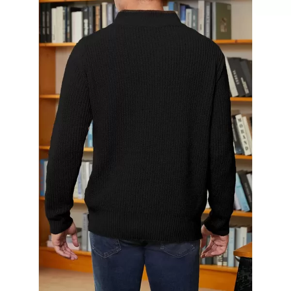 JMIERR Mens Quarter Zip Sweater Lightweight Mock Neck Casual Long Sleeve Knitted Pullover Sweaters with Ribbing Edge