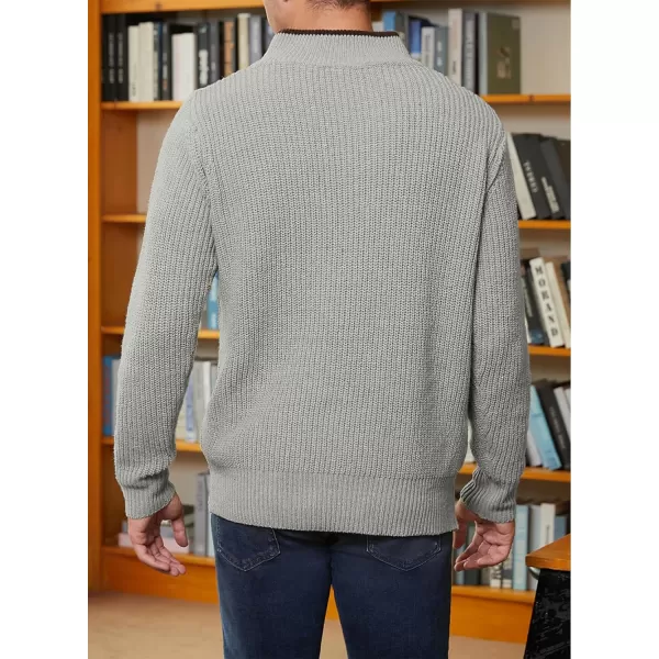 JMIERR Mens Quarter Zip Sweater Lightweight Mock Neck Casual Long Sleeve Knitted Pullover Sweaters with Ribbing Edge