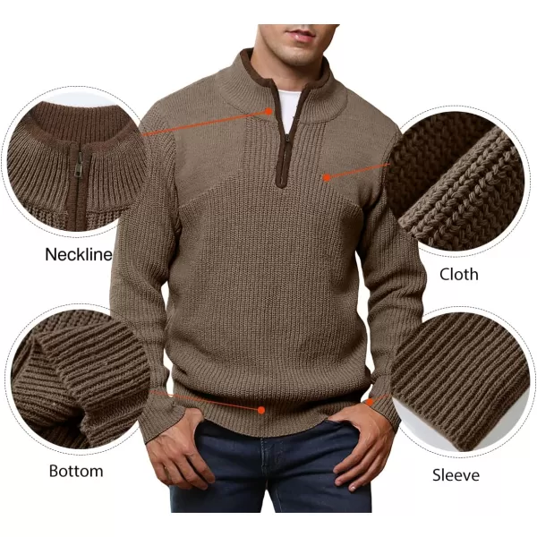 JMIERR Mens Quarter Zip Sweater Lightweight Mock Neck Casual Long Sleeve Knitted Pullover Sweaters with Ribbing Edge
