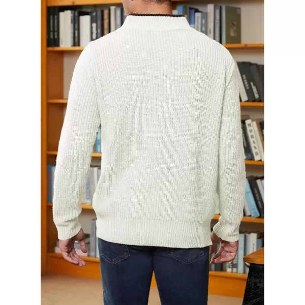 JMIERR Mens Quarter Zip Sweater Lightweight Mock Neck Casual Long Sleeve Knitted Pullover Sweaters with Ribbing Edge