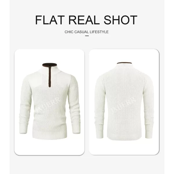 JMIERR Mens Quarter Zip Sweater Lightweight Mock Neck Casual Long Sleeve Knitted Pullover Sweaters with Ribbing Edge