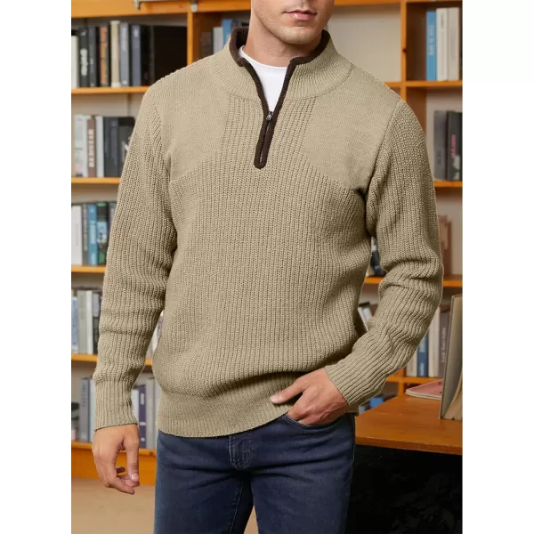 JMIERR Mens Quarter Zip Sweater Lightweight Mock Neck Casual Long Sleeve Knitted Pullover Sweaters with Ribbing Edge
