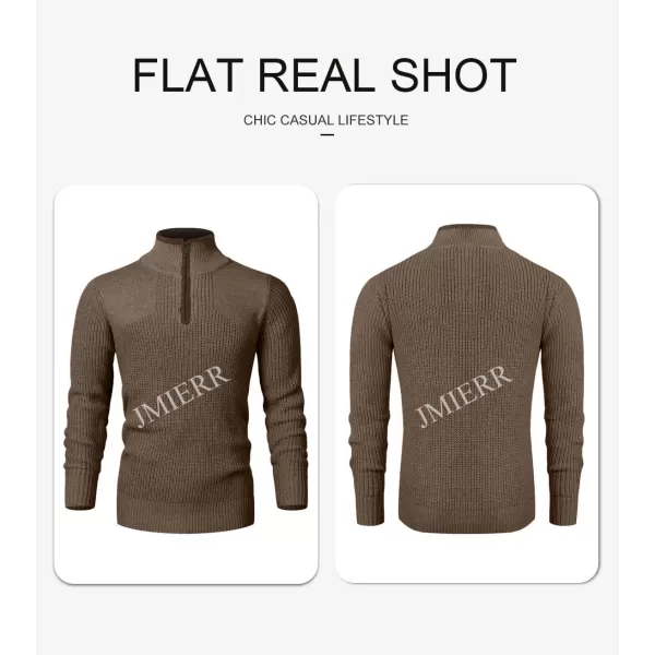 JMIERR Mens Quarter Zip Sweater Lightweight Mock Neck Casual Long Sleeve Knitted Pullover Sweaters with Ribbing Edge