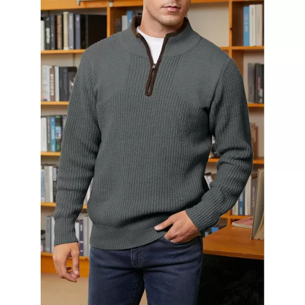 JMIERR Mens Quarter Zip Sweater Lightweight Mock Neck Casual Long Sleeve Knitted Pullover Sweaters with Ribbing Edge