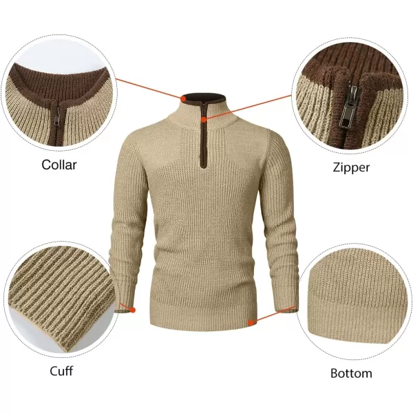 JMIERR Mens Quarter Zip Sweater Lightweight Mock Neck Casual Long Sleeve Knitted Pullover Sweaters with Ribbing Edge