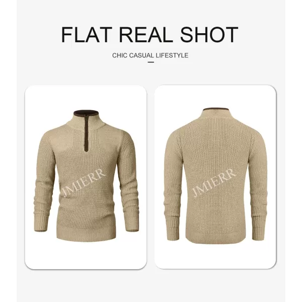 JMIERR Mens Quarter Zip Sweater Lightweight Mock Neck Casual Long Sleeve Knitted Pullover Sweaters with Ribbing Edge