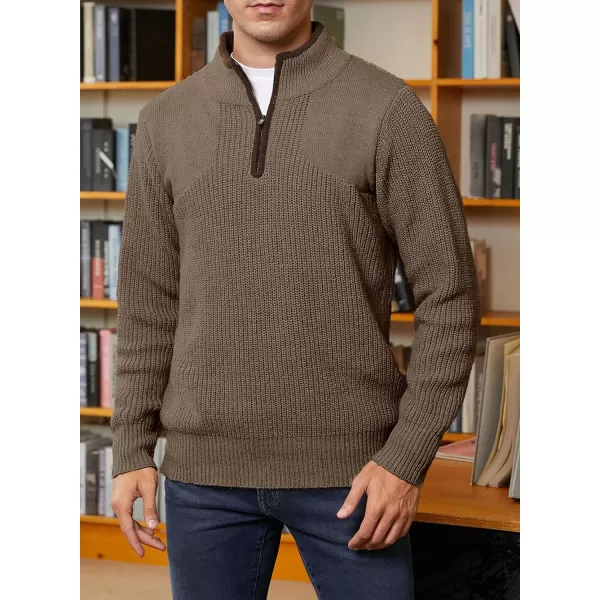 JMIERR Mens Quarter Zip Sweater Lightweight Mock Neck Casual Long Sleeve Knitted Pullover Sweaters with Ribbing Edge