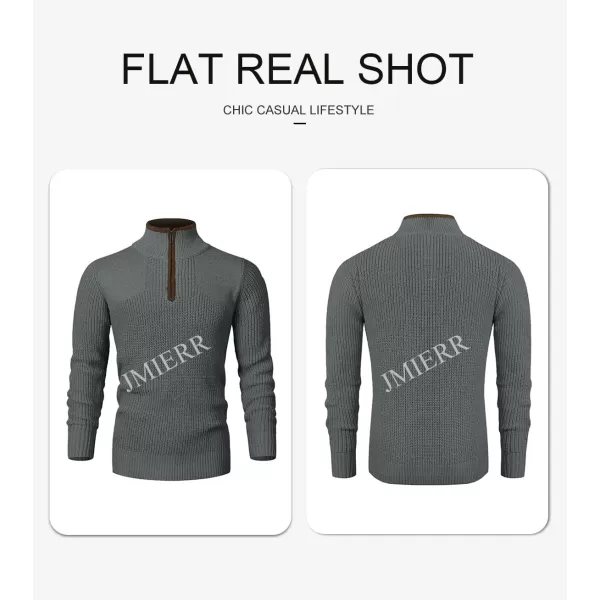 JMIERR Mens Quarter Zip Sweater Lightweight Mock Neck Casual Long Sleeve Knitted Pullover Sweaters with Ribbing Edge