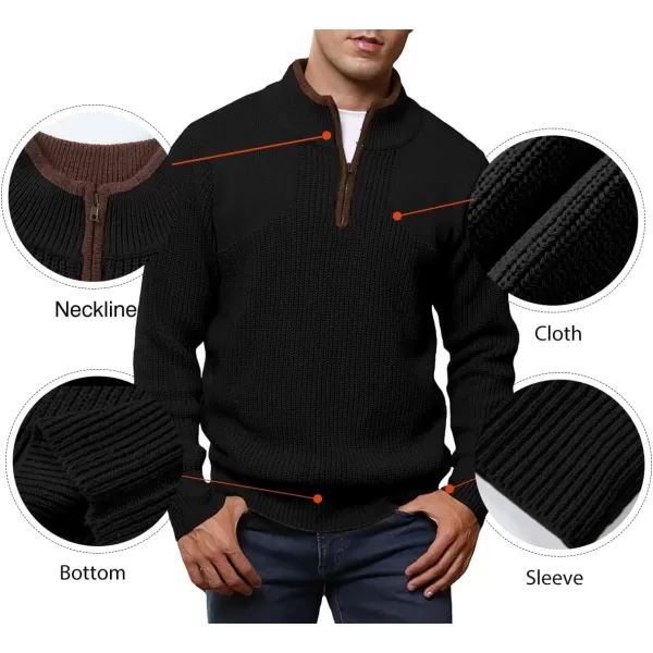 JMIERR Mens Quarter Zip Sweater Lightweight Mock Neck Casual Long Sleeve Knitted Pullover Sweaters with Ribbing Edge