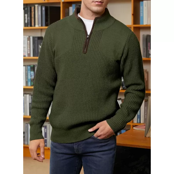 JMIERR Mens Quarter Zip Sweater Lightweight Mock Neck Casual Long Sleeve Knitted Pullover Sweaters with Ribbing Edge