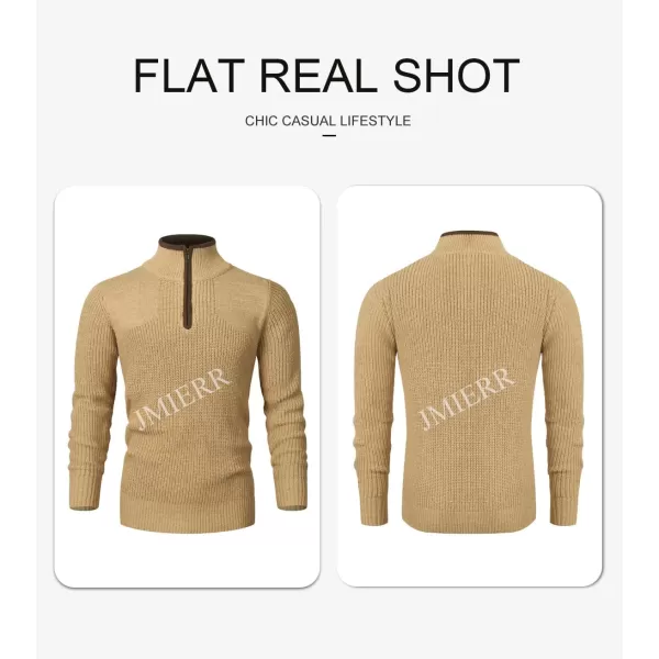 JMIERR Mens Quarter Zip Sweater Lightweight Mock Neck Casual Long Sleeve Knitted Pullover Sweaters with Ribbing Edge