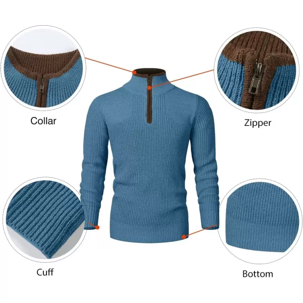 JMIERR Mens Quarter Zip Sweater Lightweight Mock Neck Casual Long Sleeve Knitted Pullover Sweaters with Ribbing Edge