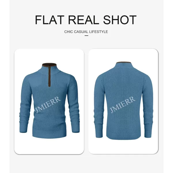 JMIERR Mens Quarter Zip Sweater Lightweight Mock Neck Casual Long Sleeve Knitted Pullover Sweaters with Ribbing Edge