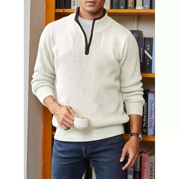 JMIERR Mens Quarter Zip Sweater Lightweight Mock Neck Casual Long Sleeve Knitted Pullover Sweaters with Ribbing Edge