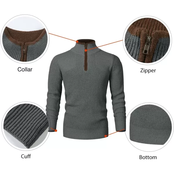 JMIERR Mens Quarter Zip Sweater Lightweight Mock Neck Casual Long Sleeve Knitted Pullover Sweaters with Ribbing Edge