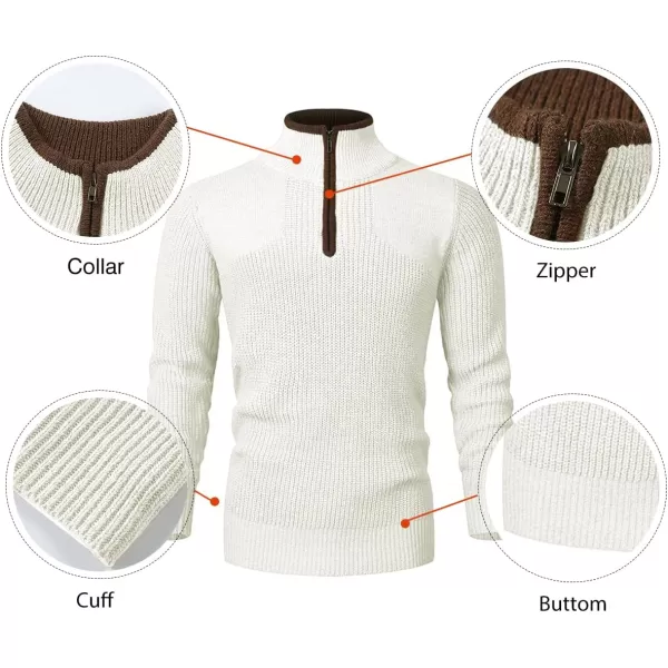 JMIERR Mens Quarter Zip Sweater Lightweight Mock Neck Casual Long Sleeve Knitted Pullover Sweaters with Ribbing Edge