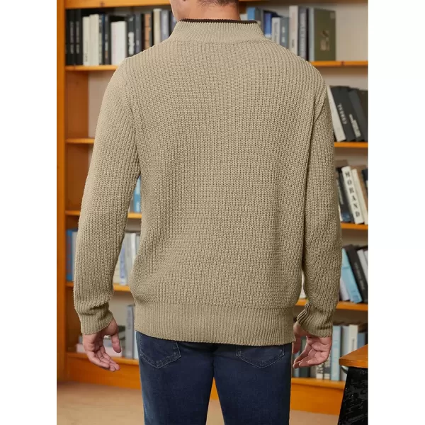JMIERR Mens Quarter Zip Sweater Lightweight Mock Neck Casual Long Sleeve Knitted Pullover Sweaters with Ribbing Edge