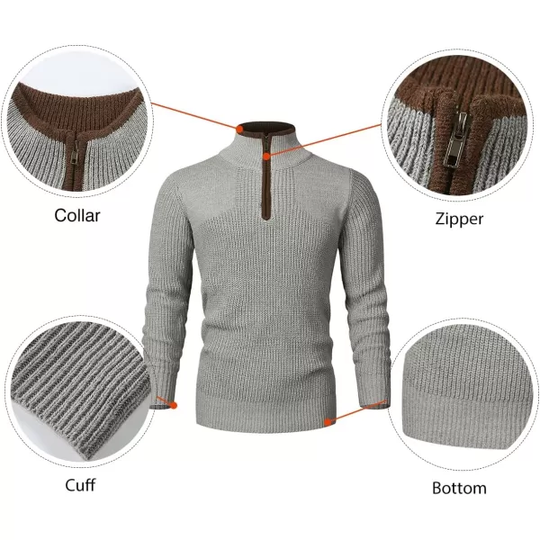 JMIERR Mens Quarter Zip Sweater Lightweight Mock Neck Casual Long Sleeve Knitted Pullover Sweaters with Ribbing Edge
