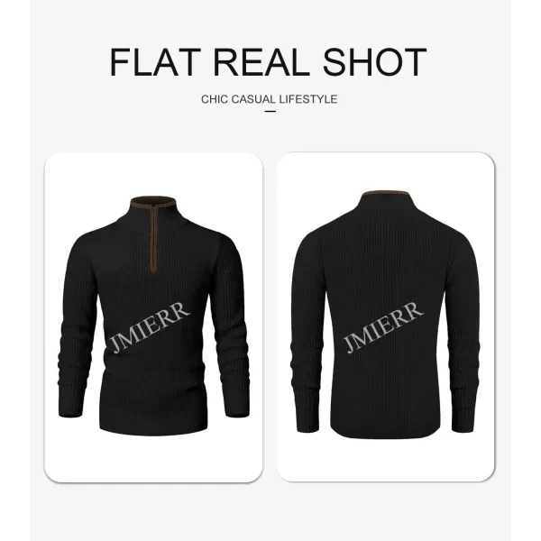 JMIERR Mens Quarter Zip Sweater Lightweight Mock Neck Casual Long Sleeve Knitted Pullover Sweaters with Ribbing Edge