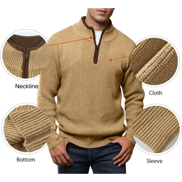 JMIERR Mens Quarter Zip Sweater Lightweight Mock Neck Casual Long Sleeve Knitted Pullover Sweaters with Ribbing Edge
