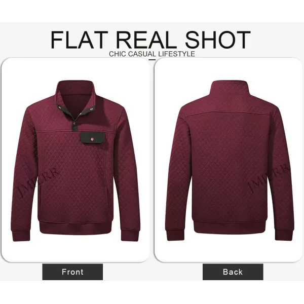 JMIERR Men's Quilted Sweatshirt Casual Long Sleeve Outdoor Stand Collar Button Pullover Sweatshirts