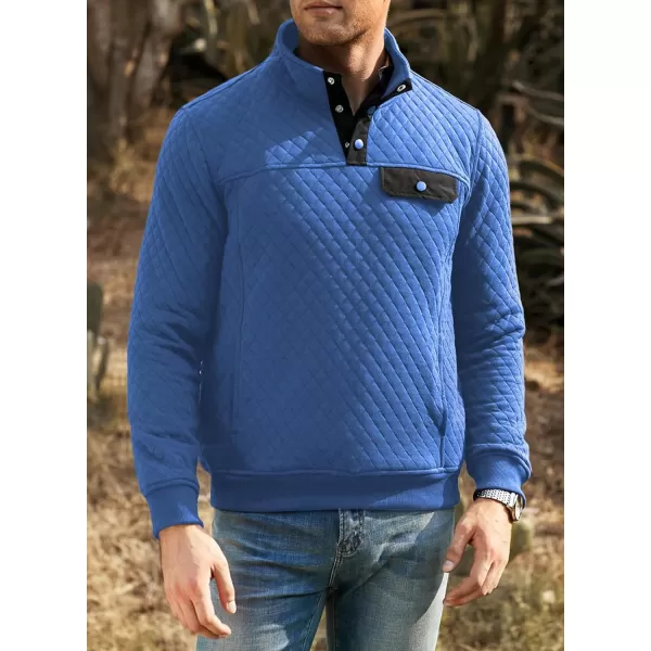 JMIERR Men's Quilted Sweatshirt Casual Long Sleeve Outdoor Stand Collar Button Pullover Sweatshirts