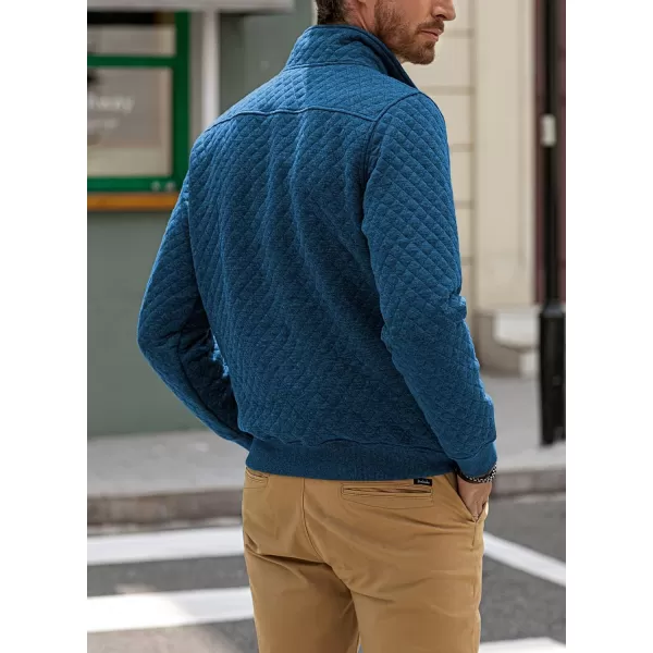JMIERR Men's Quilted Sweatshirt Casual Long Sleeve Outdoor Stand Collar Button Pullover Sweatshirts
