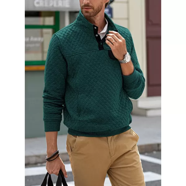 JMIERR Men's Quilted Sweatshirt Casual Long Sleeve Outdoor Stand Collar Button Pullover Sweatshirts