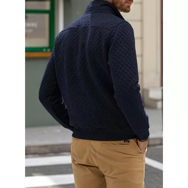 JMIERR Men's Quilted Sweatshirt Casual Long Sleeve Outdoor Stand Collar Button Pullover Sweatshirts