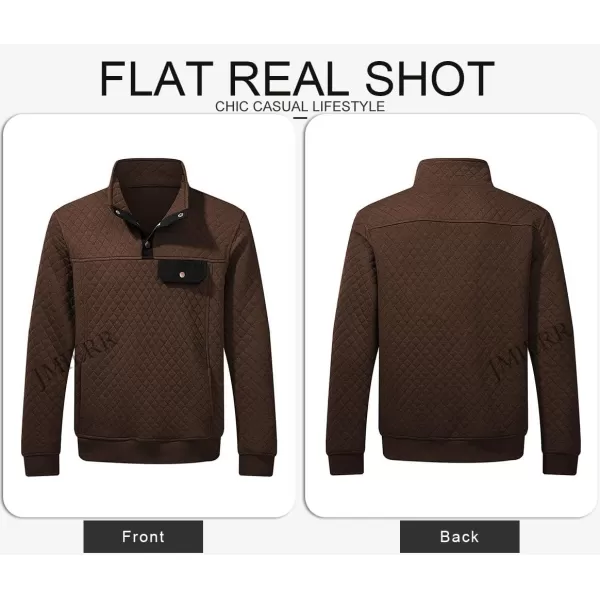 JMIERR Men's Quilted Sweatshirt Casual Long Sleeve Outdoor Stand Collar Button Pullover Sweatshirts