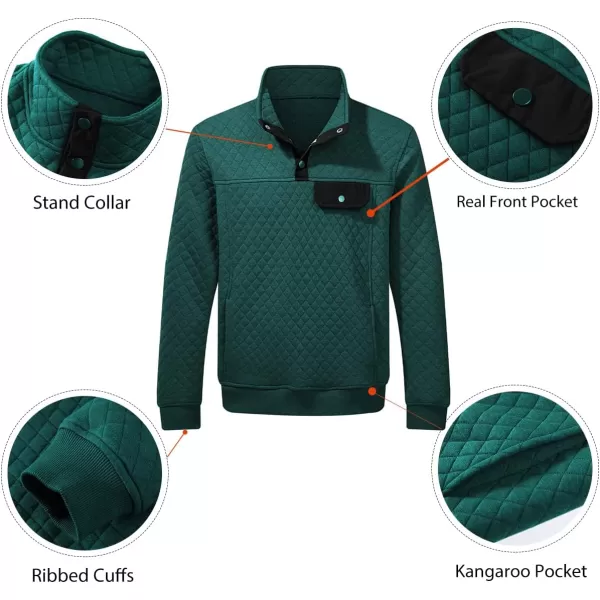 JMIERR Men's Quilted Sweatshirt Casual Long Sleeve Outdoor Stand Collar Button Pullover Sweatshirts