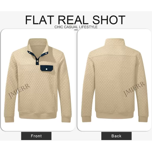 JMIERR Men's Quilted Sweatshirt Casual Long Sleeve Outdoor Stand Collar Button Pullover Sweatshirts