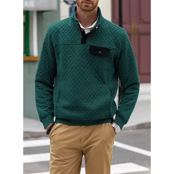 JMIERR Men's Quilted Sweatshirt Casual Long Sleeve Outdoor Stand Collar Button Pullover Sweatshirts
