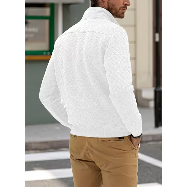JMIERR Men's Quilted Sweatshirt Casual Long Sleeve Outdoor Stand Collar Button Pullover Sweatshirts